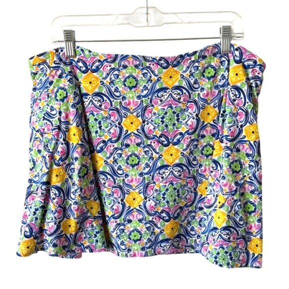 IBKUL Womens Skort Colorful Hibiscus UPF 50 Pull-On Tennis Pickleball Size XL - Picture 1 of 7